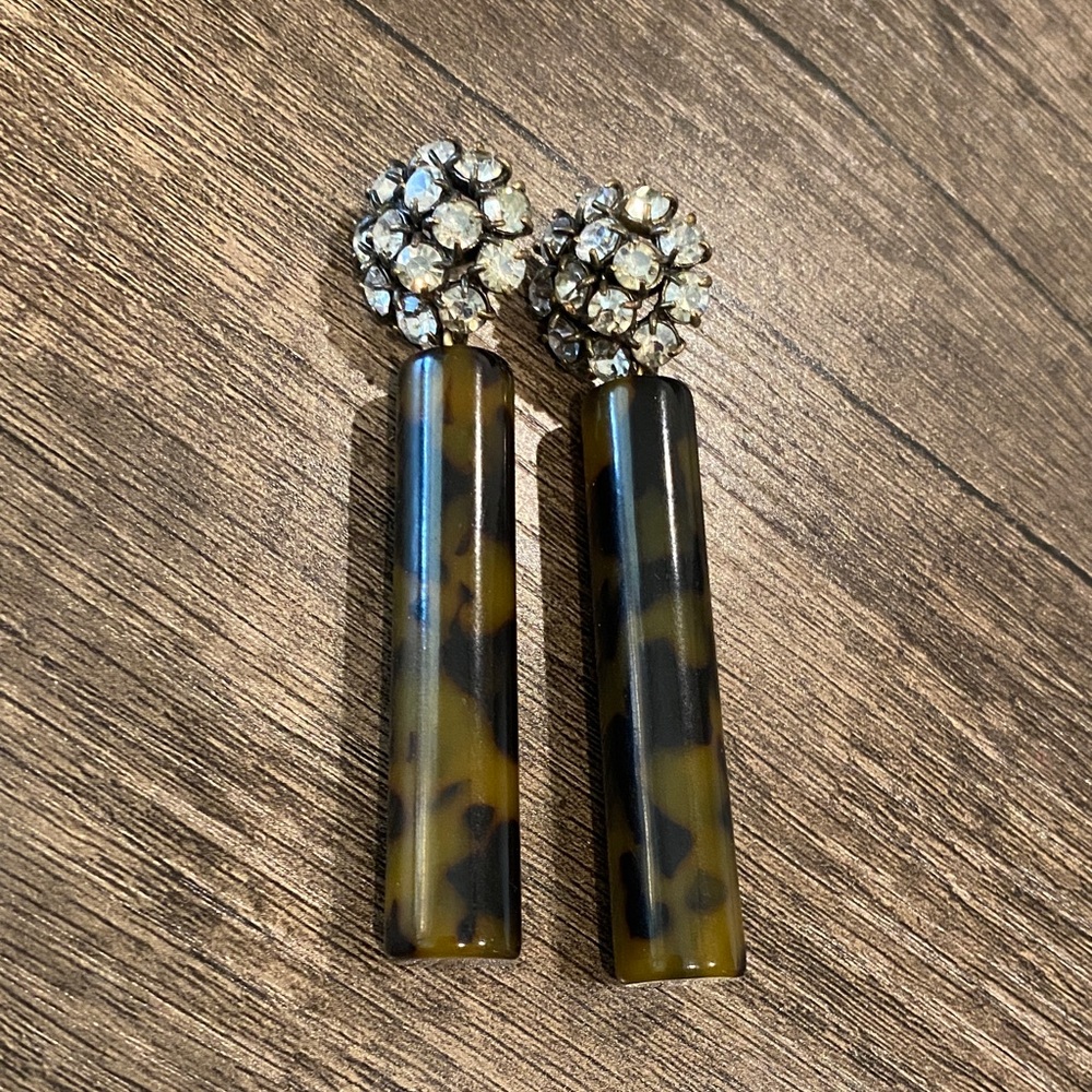 J. Crew Tortoiseshell and Crystal Drop Earrings
